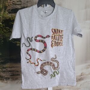 Snake Rattle & Roll Boys Large Gray T-Shirt with graphic and fun rubber snakes